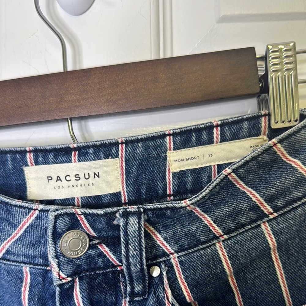 PacSun Blue and Pink Jean Shorts with Vintage Style - Picture 3 of 6